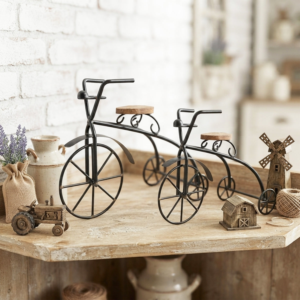 Set of 2 Decorative Metal Bicycle Showpiece