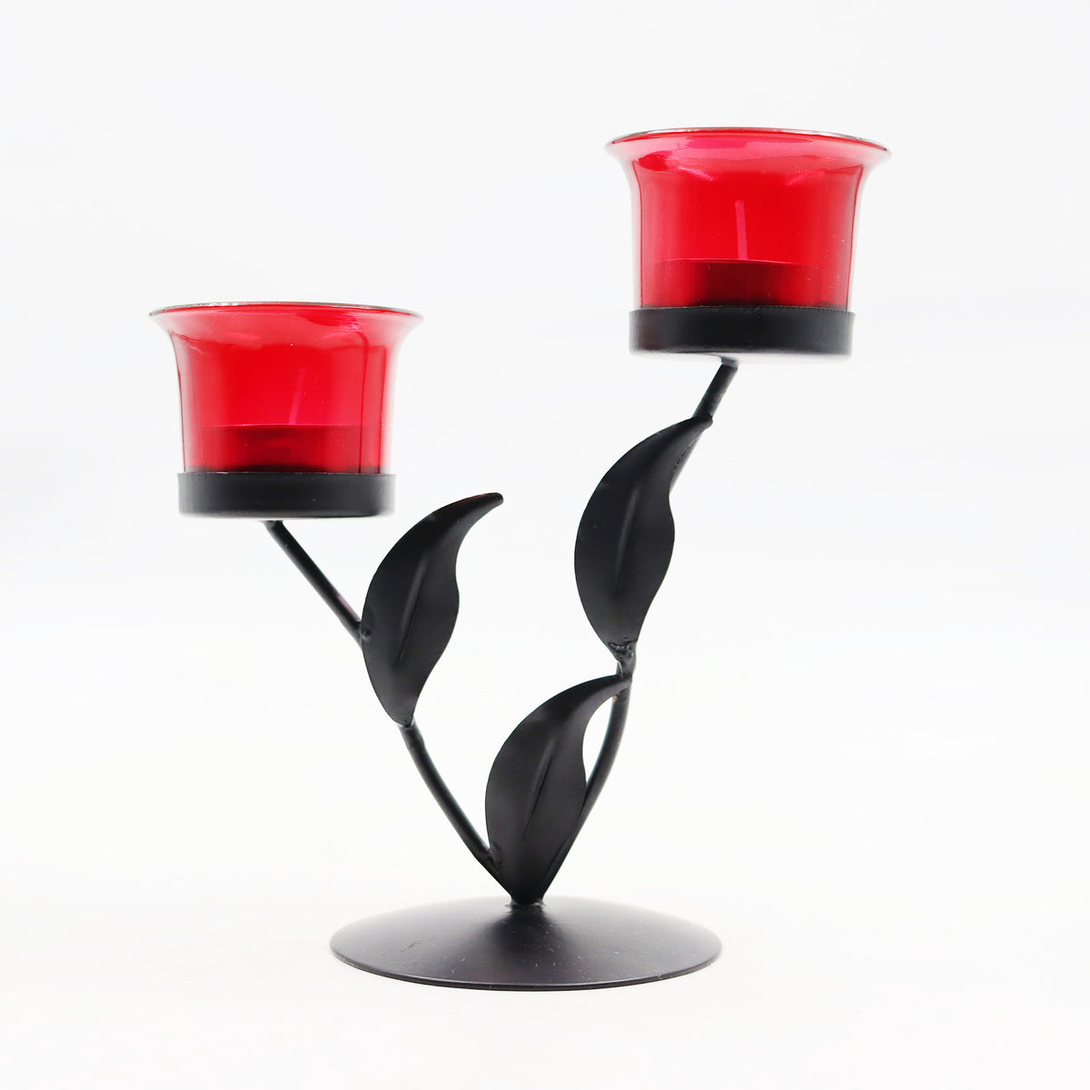 Hosley Black and Red Tealight Candle holder / Table Décor with free Tealight - Pack of 1