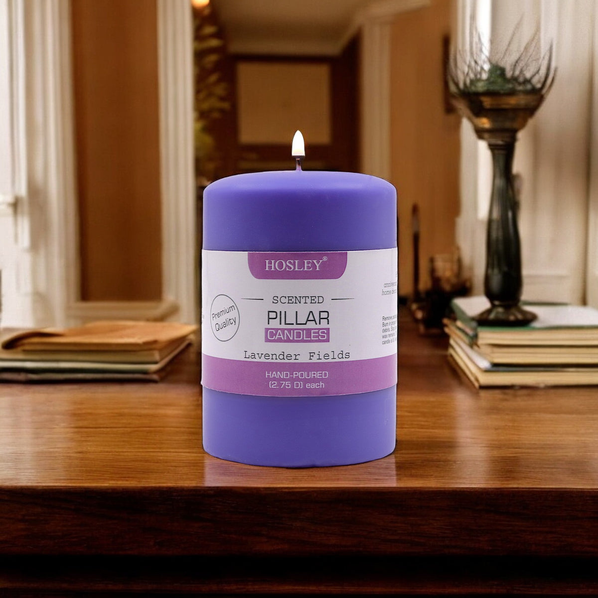 Hosley® Lavender Fields Highly Fragranced 4inch Pillar Candle