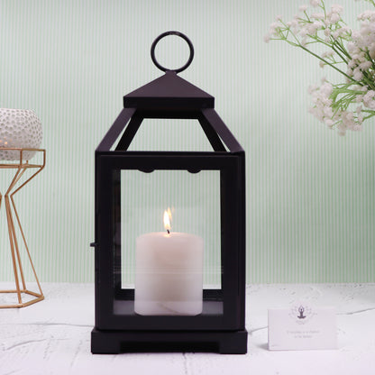 Hosley Clear Glass and Iron Classic Style Lantern Candle Holder 12 Inch High With Pillar Candle for Home Decoration Ideal Gift