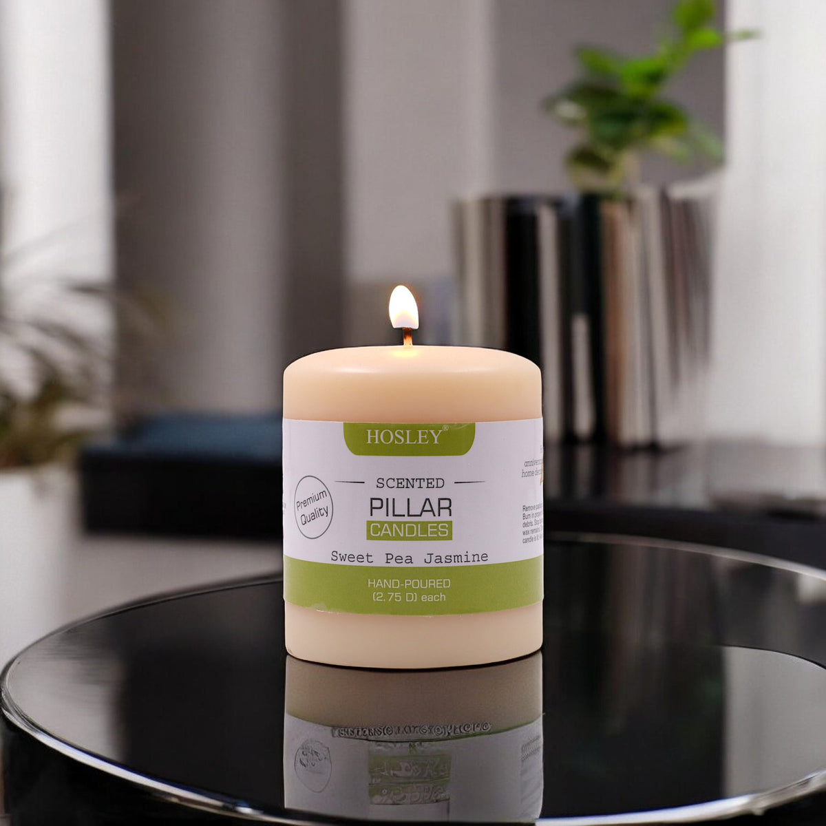 Hosley® Sweet Pea Jasmine Highly Fragranced 3inch Pillar Candle