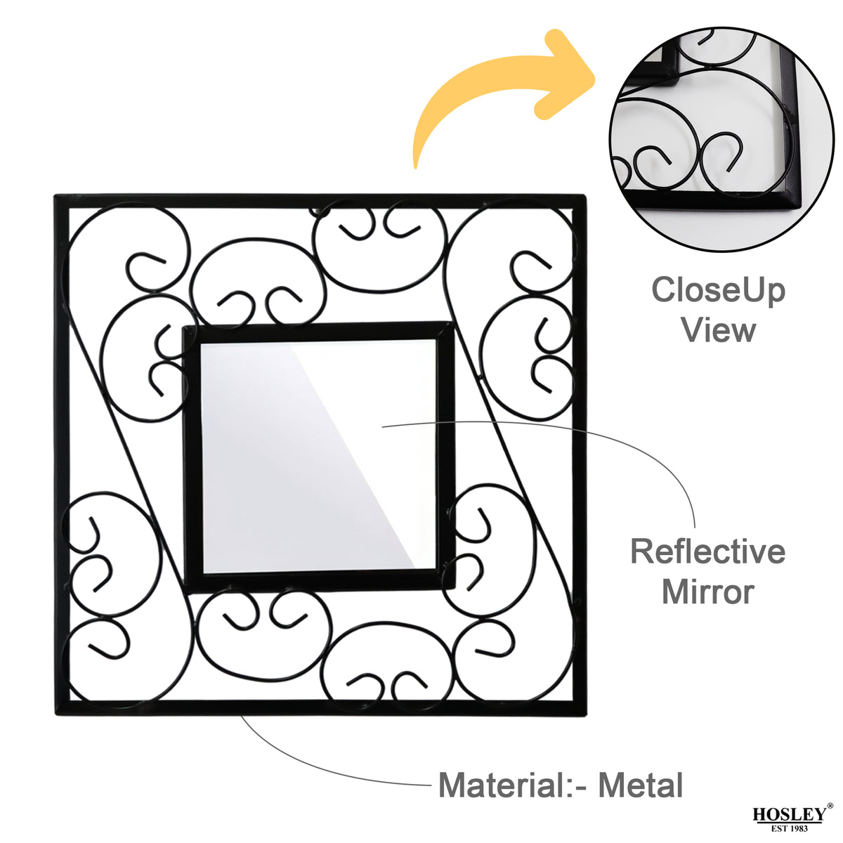 Hosley Set of 2 Square Decorative Wall Mirrors
