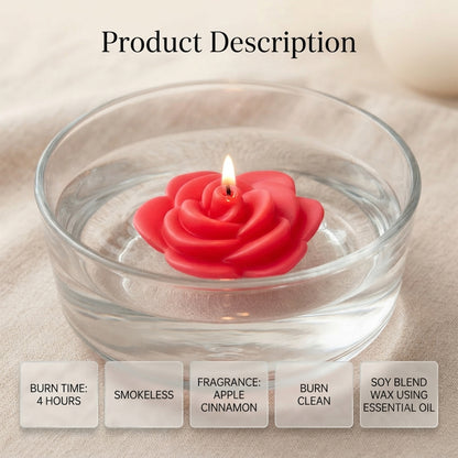 Hosley Apple Cinnamon Scented Floating Candles for Decoration, Set of 6