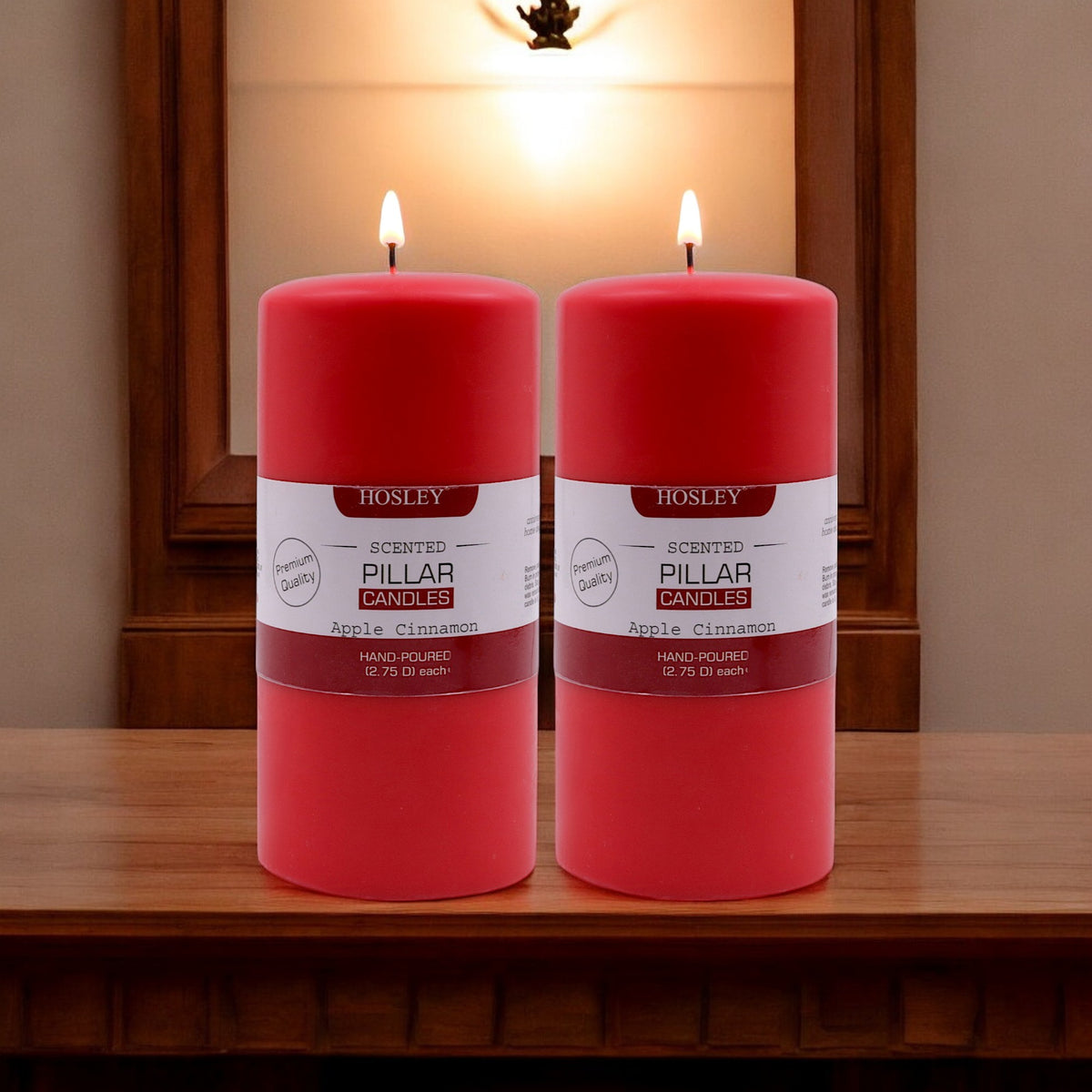 Hosley Set of 2 Apple Cinnamon 6Inchs Pillar Candles