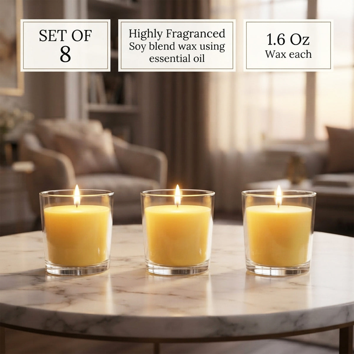 Hosley Set of 8 Highly Fragranced Citronella Candles