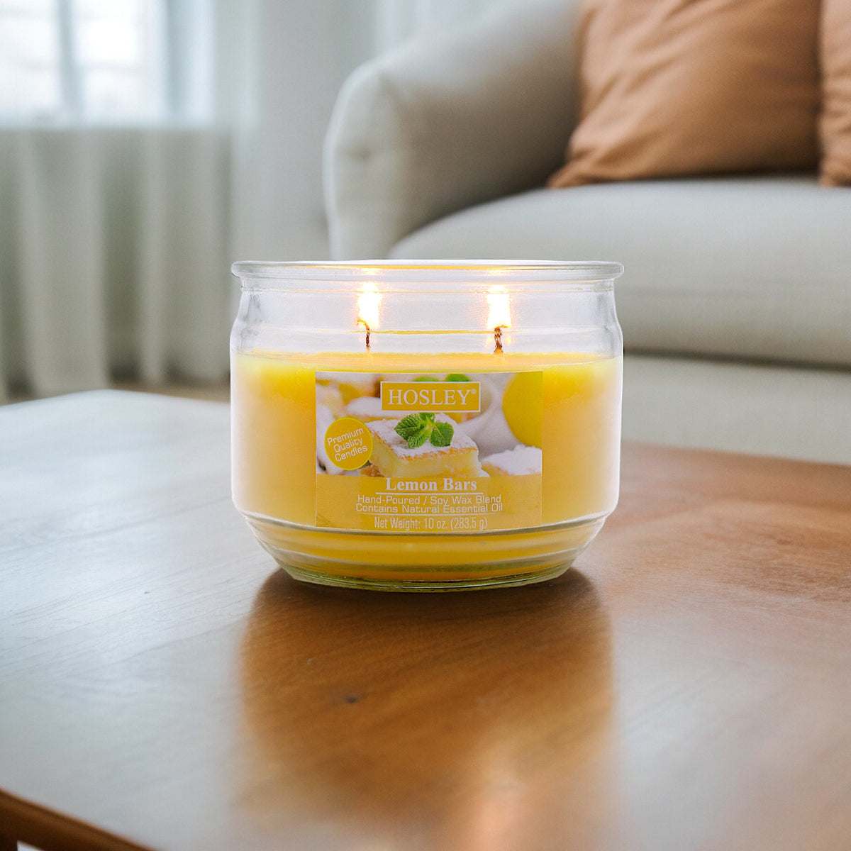 Hosley® Lemon Bar Highly Fragranced, 2 Wick, 10 Oz wax, Jar Candle
