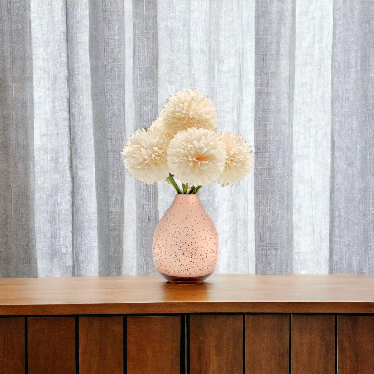 HOSLEY Rose Gold Mercury Glass Vase