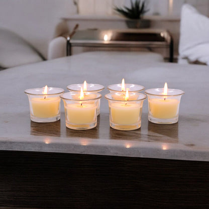 Hosley Highly Fragranced Sweet Pea Jasmine Filled Votive Glass Candle Holder - Pack of 6, White