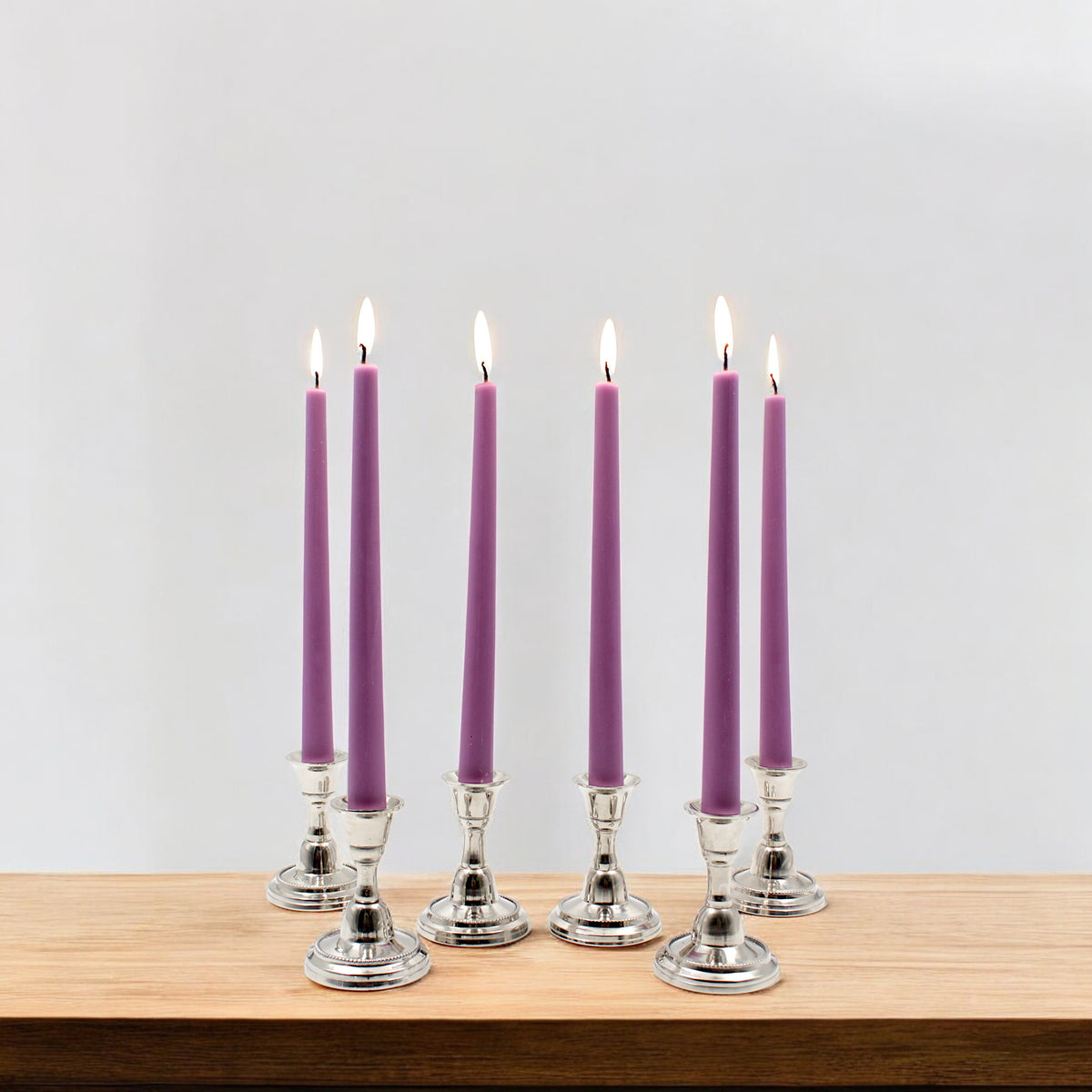 HOSLEY Pack of 6 Purple Taper Candles|10 Inch Long|Dinner Candles|Smokeless & Dripless|Celebration Candles|Long Burning|Perfect for Home Decor, Lighting|Burn Time 9 Hours| Unscented
