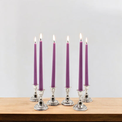 HOSLEY Pack of 6 Purple Taper Candles|10 Inch Long|Dinner Candles|Smokeless & Dripless|Celebration Candles|Long Burning|Perfect for Home Decor, Lighting|Burn Time 9 Hours| Unscented