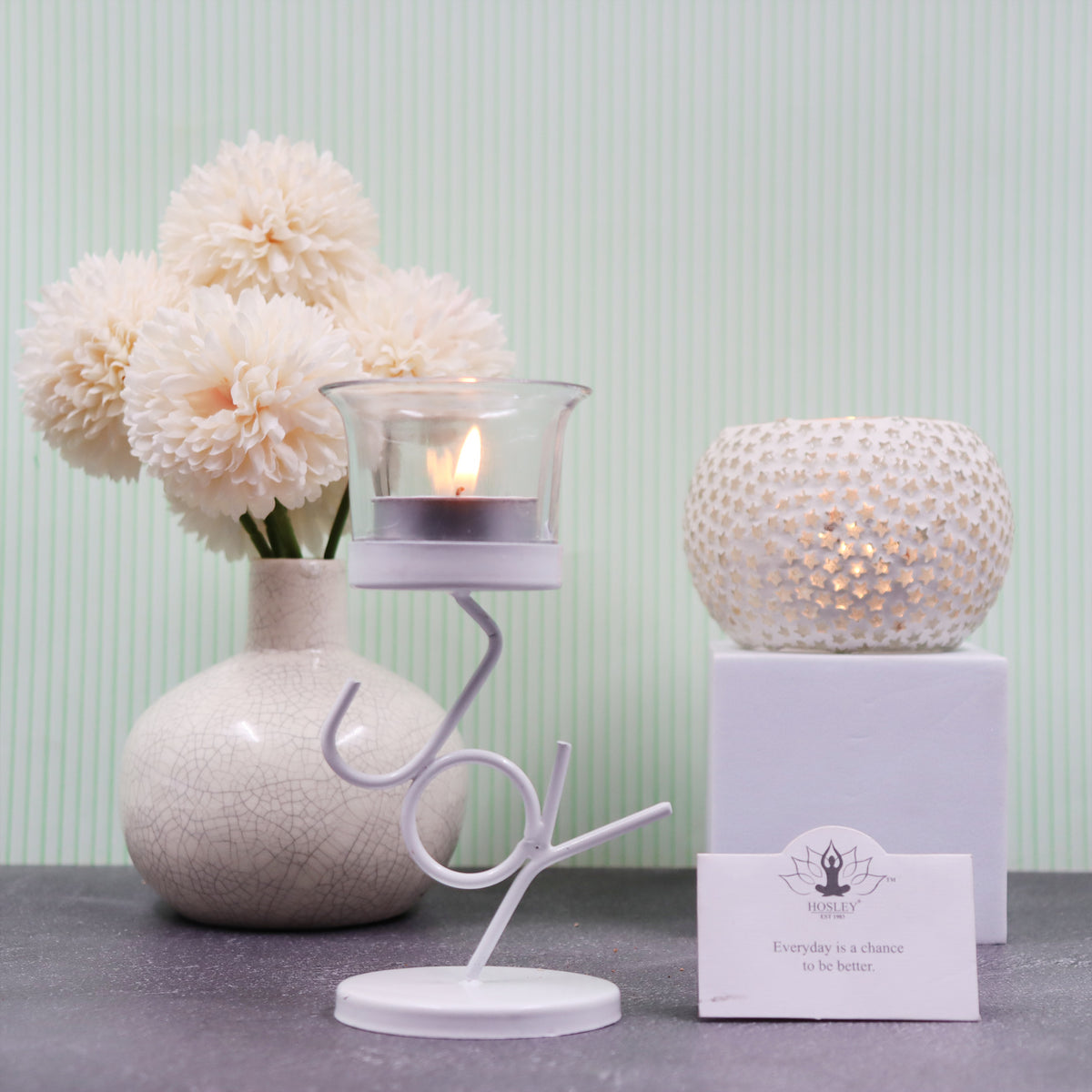 Hosley White Table Decorative Tealight Holder