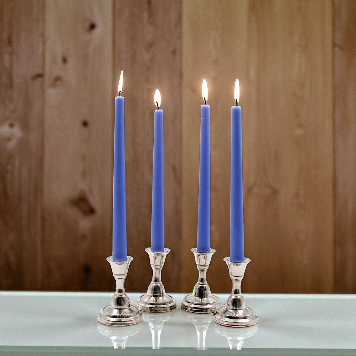 HOSLEY Pack of 4 Blue Taper Candles Long Candles|10 Inch Long|Dinner Candles|Smokeless & Dripless|Celebration Candles|Long Burning|Perfect for Home Decor, Lighting|Burn Time 9 Hours| Unscented