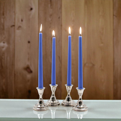 HOSLEY Pack of 4 Blue Taper Candles Long Candles|10 Inch Long|Dinner Candles|Smokeless & Dripless|Celebration Candles|Long Burning|Perfect for Home Decor, Lighting|Burn Time 9 Hours| Unscented