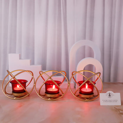 Hosley Iron Red Glass Tealight Holder
