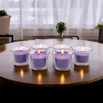 Hosley Highly Fragranced Lavender Filled Votive Glass Candle Holder - Pack of 6, Purple