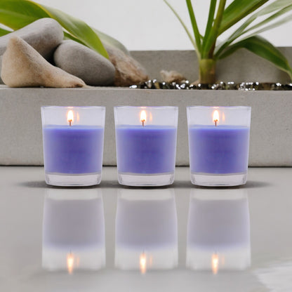 Set of 3 Hosley® Highly Fragranced Lavender Fields Filled Glass Candles, 1.6 Oz wax each