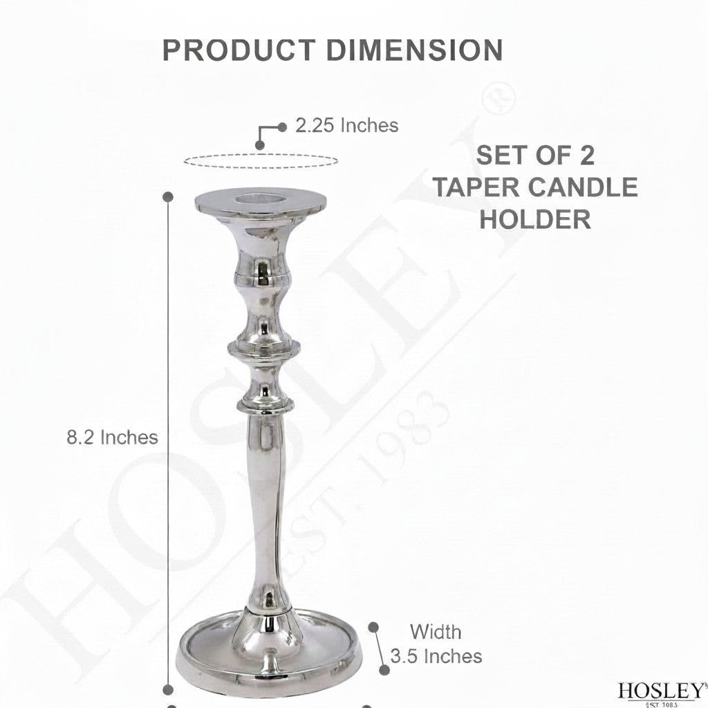 Silver Finish Metal Taper Candle Holder