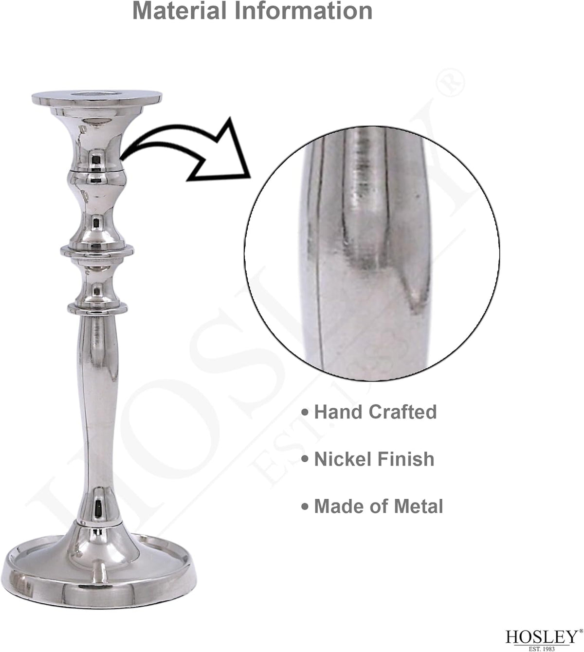 Silver Finish Metal Taper Candle Holder