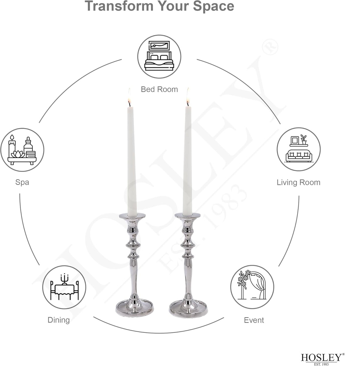 Silver Finish Metal Taper Candle Holder