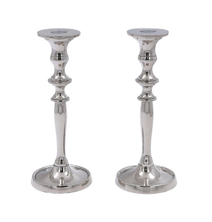 Silver Finish Metal Taper Candle Holder