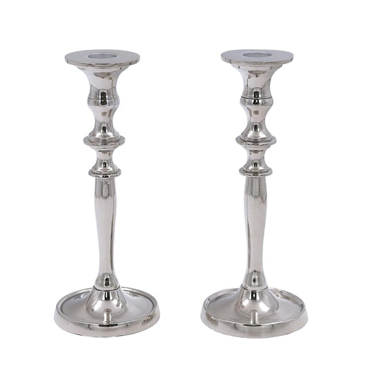 Silver Finish Metal Taper Candle Holder