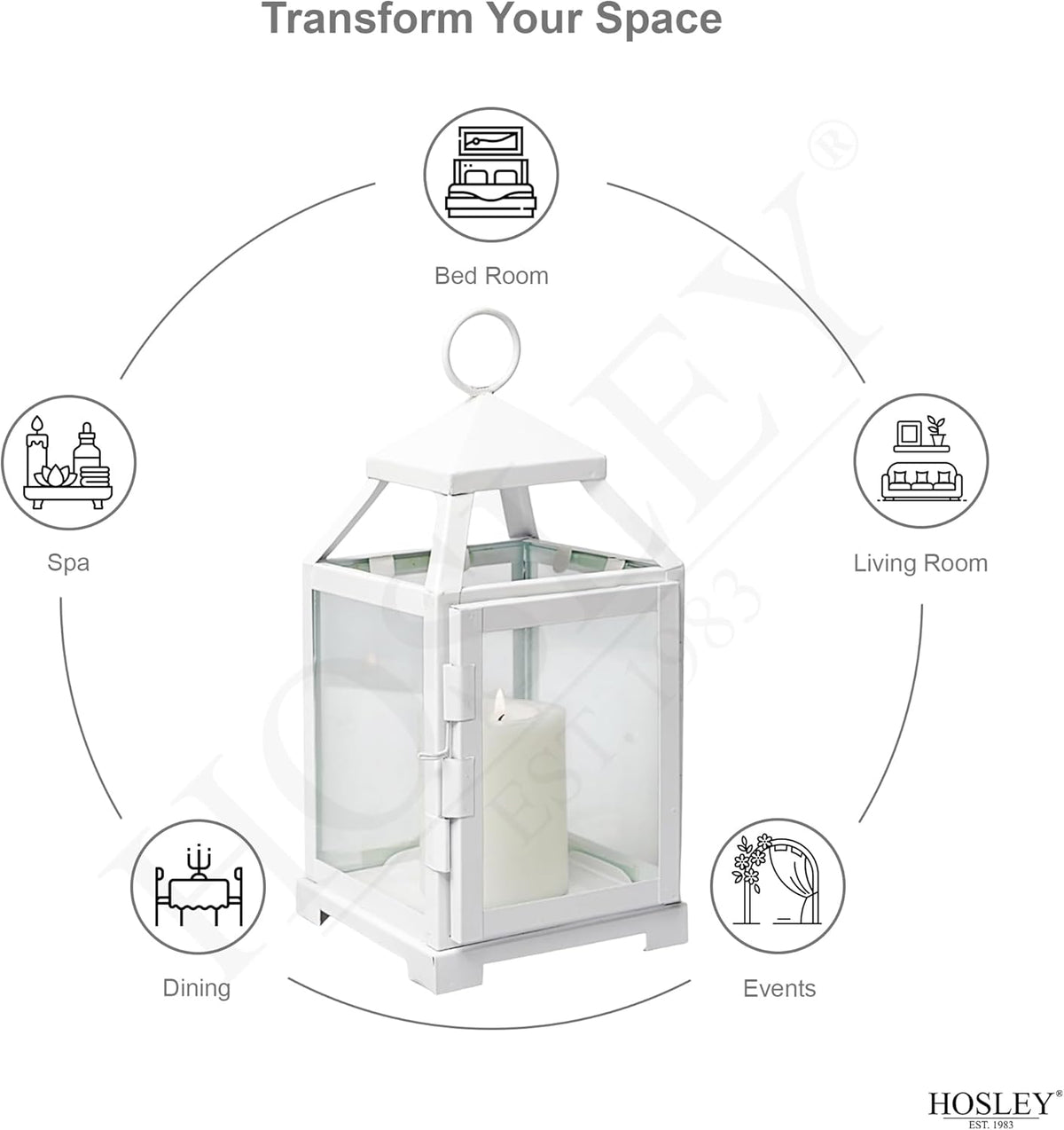 White Classic Style Glass Iron Lantern