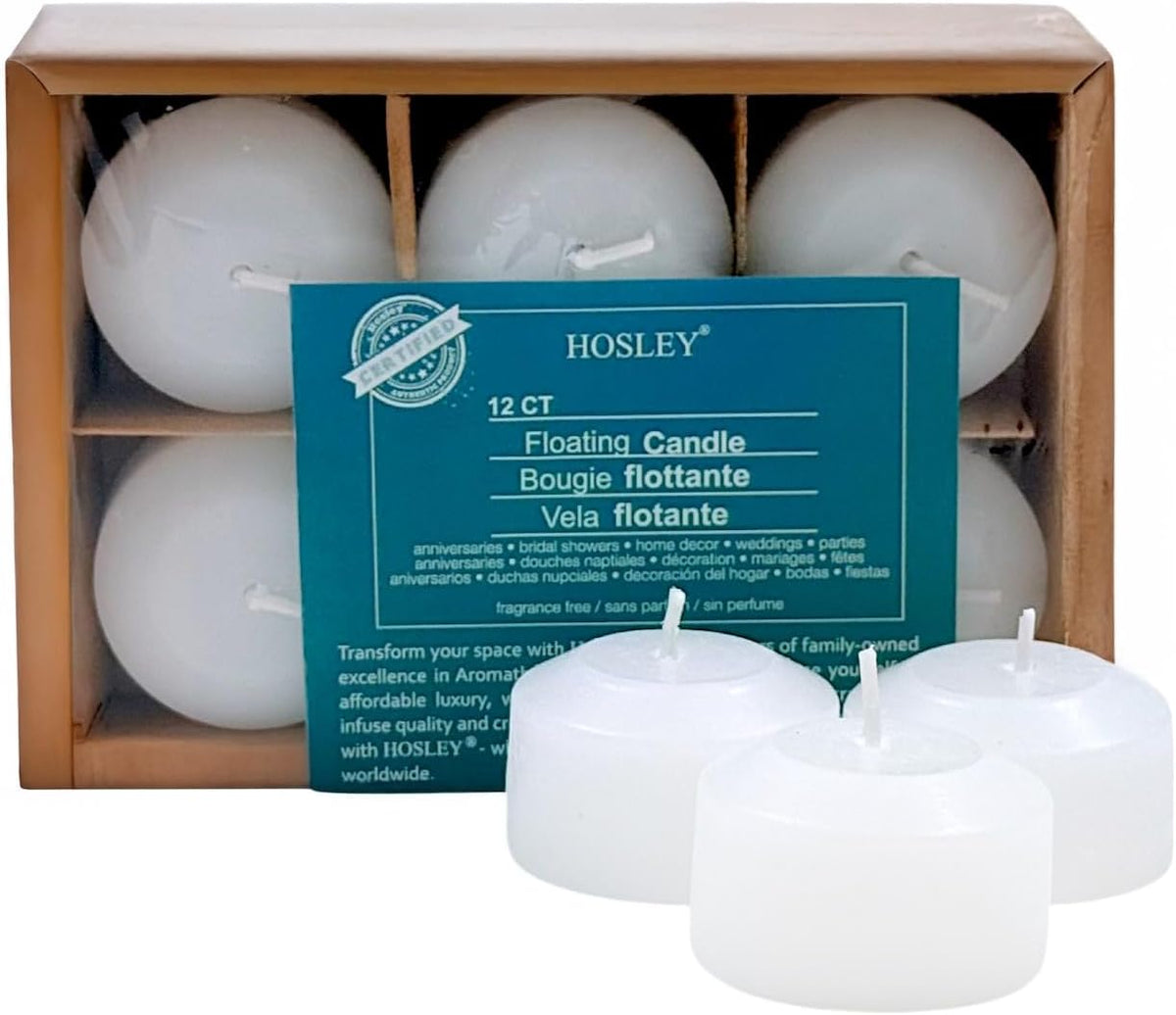 Hosley Set of 12 Unscented Floating Candles Mini Candle Discs 1.6" Floating Candles for Centerpieces