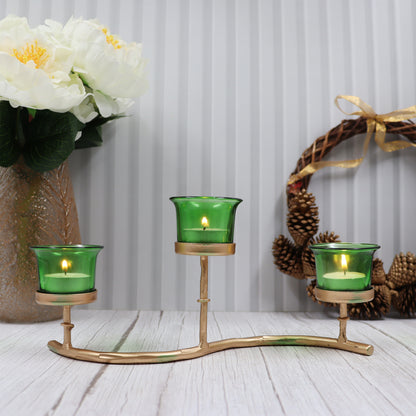 Hosley Iron 3-Cup Green Tealight Holder