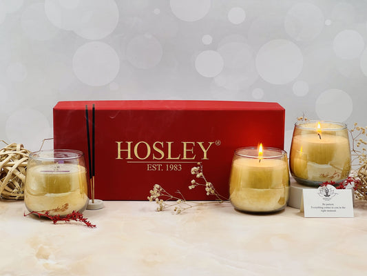 HOSLEY Lavender Fragrance Lustre Glass Candle Gift Set Perfect of Home Decor, Gifting & Wedding Set of 4