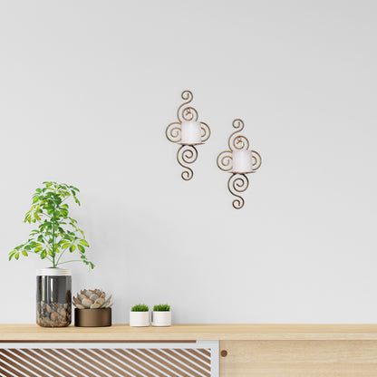 Hosley® Wall Candle Scone, Set of 2 Elegant Swirling Iron Hanging Wall Mounted Decorative Candle Holder For Home Decoration