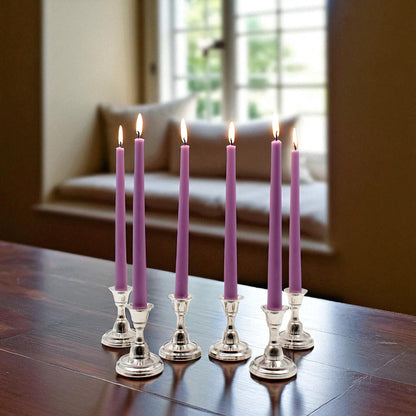 HOSLEY Pack of 6 Purple Taper Candles|10 Inch Long|Dinner Candles|Smokeless & Dripless|Celebration Candles|Long Burning|Perfect for Home Decor, Lighting|Burn Time 9 Hours| Unscented