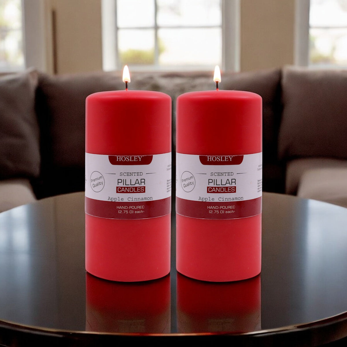 Hosley Set of 2 Apple Cinnamon 6Inchs Pillar Candles