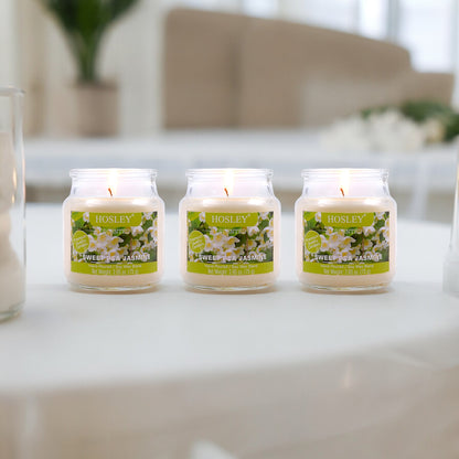 Set of 3 Hosley®  Sweet Pea Jasmine Highly Fragranced Jar Candles 2.65 Oz wax each