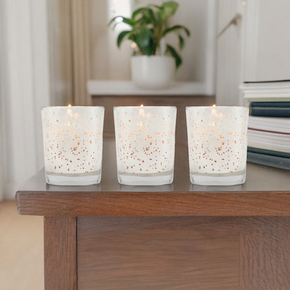 Hosley Set 3 Fragrance Metallic Silver Glass Candle
