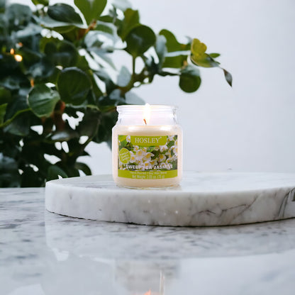 Hosley® Sweet Pea Jasmine Highly Fragranced, 2.65 Oz wax, Jar Candle