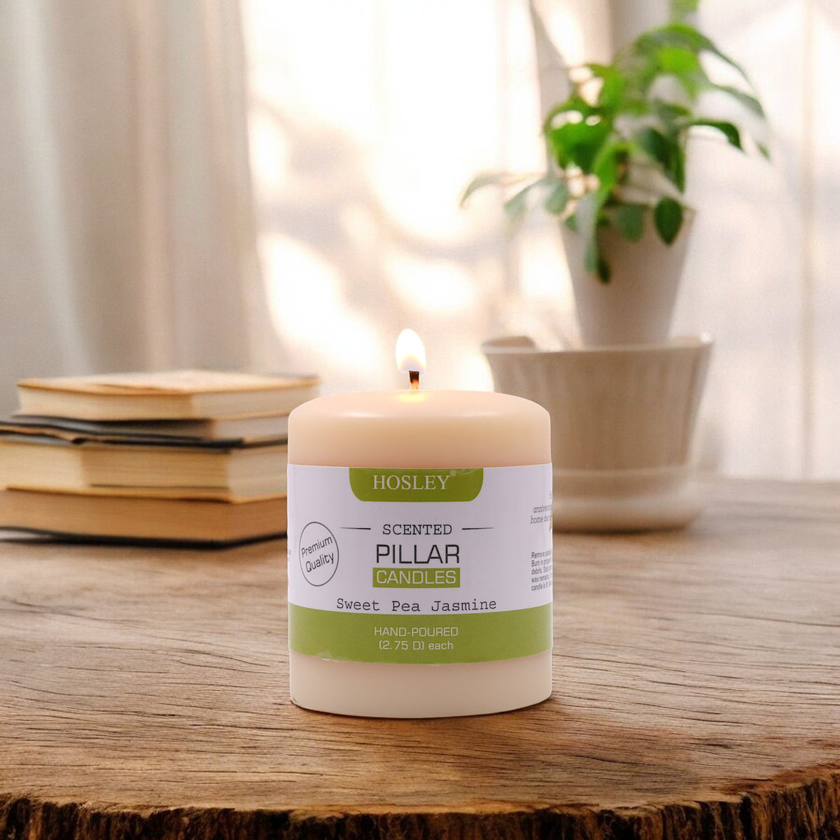 Hosley® Sweet Pea Jasmine Highly Fragranced 3inch Pillar Candle