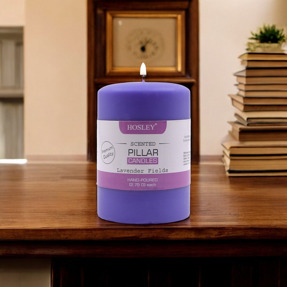 Hosley® Lavender Fields Highly Fragranced 4inch Pillar Candle