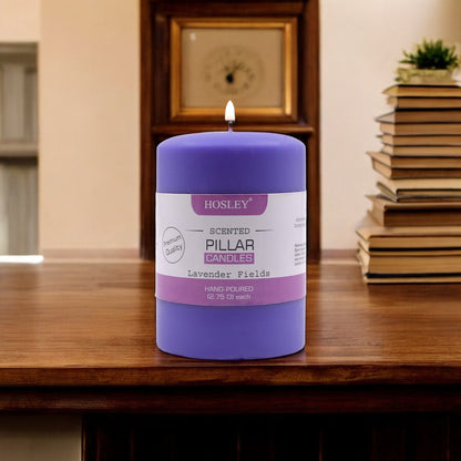 Hosley® Lavender Fields Highly Fragranced 4inch Pillar Candle