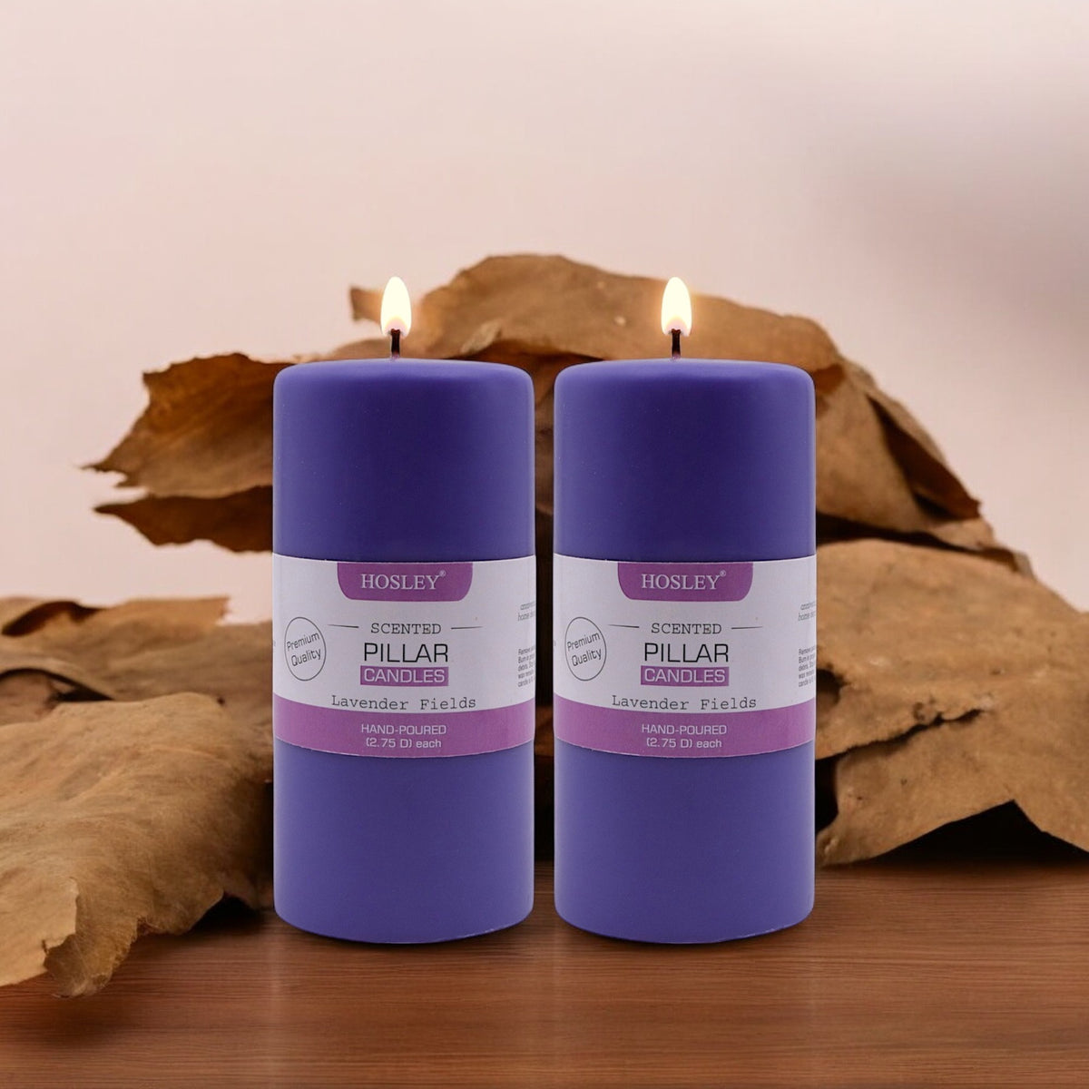 Hosley Set of 2 Lavender Fields 6Inchs Pillar Candles