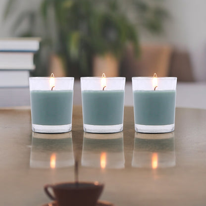 Set of 3 Hosley® Highly Fragranced Eucalyptus Mint Filled Glass Candles, 1.6 Oz wax each