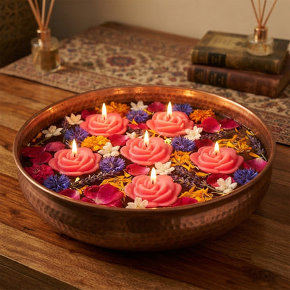 Hosley Apple Cinnamon Scented Floating Candles for Decoration, Set of 6
