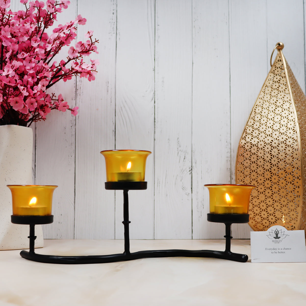 Hosley Colorful Glass Tealight Holder