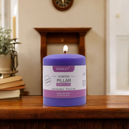 Hosley® Lavender Fields Highly Fragranced 3inch Pillar Candle