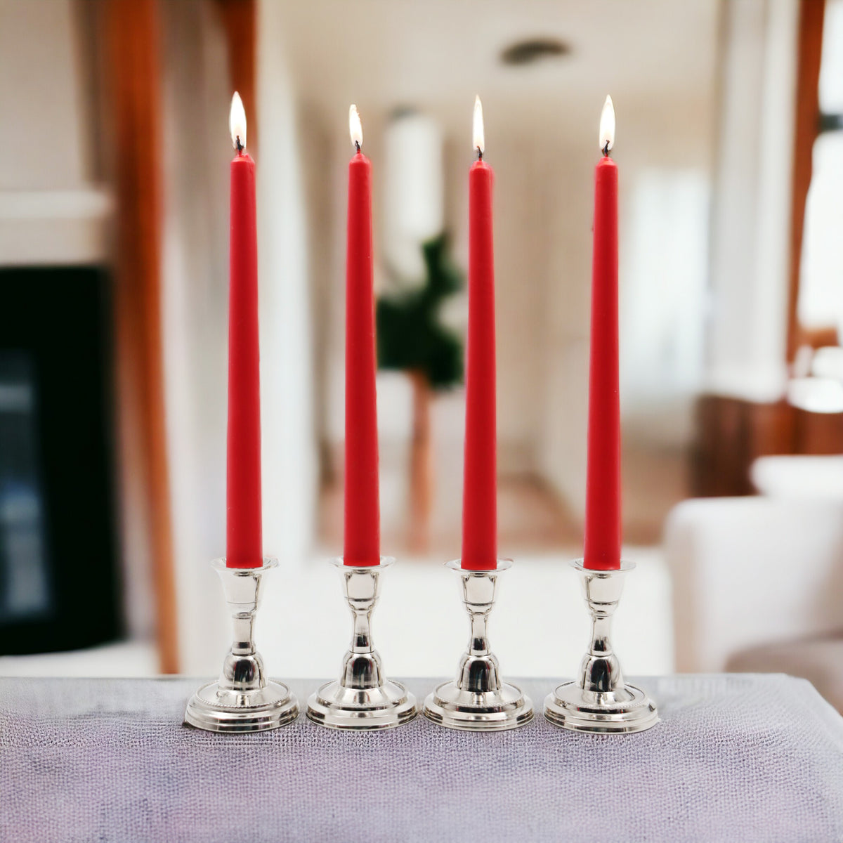 Hosley Apple Cinnamon Fragranced Red Taper Candles – Pack of 6, 25.4cm