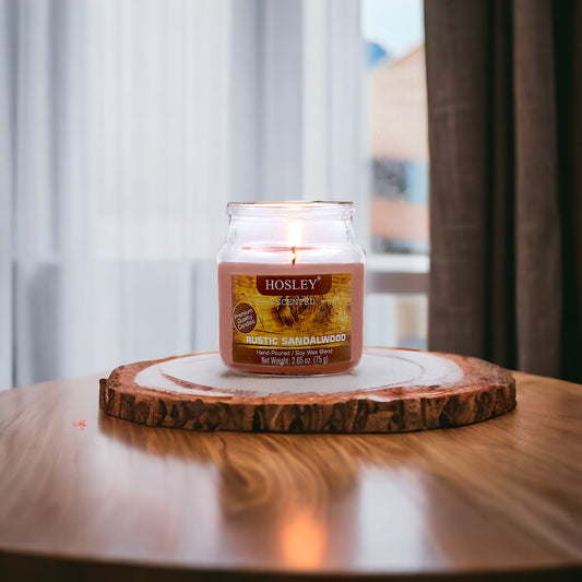 Hosley Rustic Sandalwood Fragranced Jar Candle – 2.65 Oz