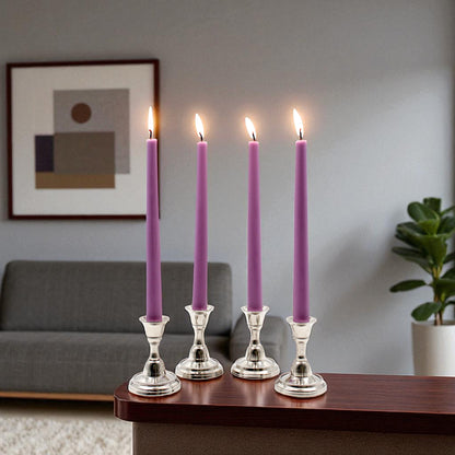 HOSLEY Pack of 4 Purple Taper Candles|10 Inch Long|Dinner Candles|Smokeless & Dripless|Celebration Candles|Long Burning|Perfect for Home Decor, Lighting|Burn Time 9 Hours| Unscented