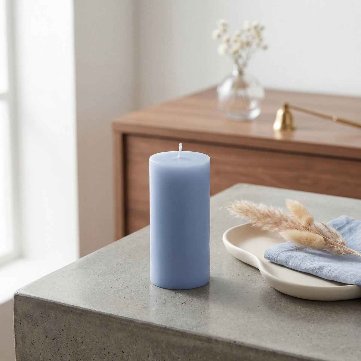 Hosley Fragrances Pillar Candles Ocean Sand Premium Scented Aromatherapy Candles, Set of 2, Blue