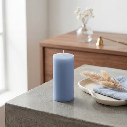 Hosley Fragrances Pillar Candles Ocean Sand Premium Scented Aromatherapy Candles, Set of 2, Blue