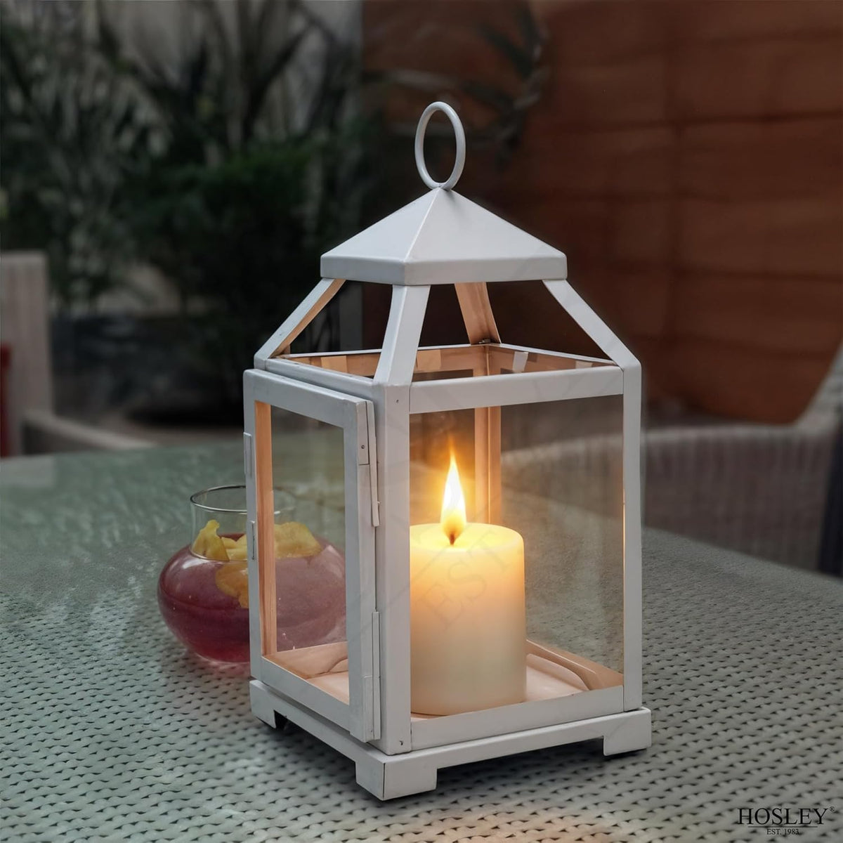 White Classic Style Glass Iron Lantern