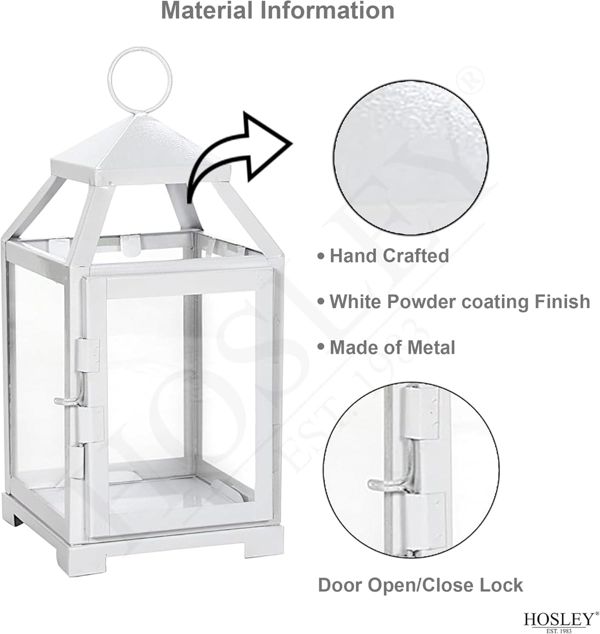 White Classic Style Glass Iron Lantern